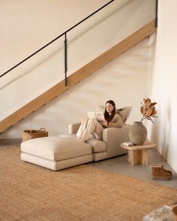 Camila - Puf tono beige de 96x78cm