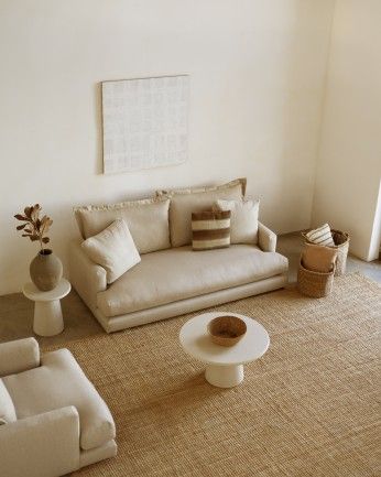 Camila - Sofá recto tono beige de 215x105cm