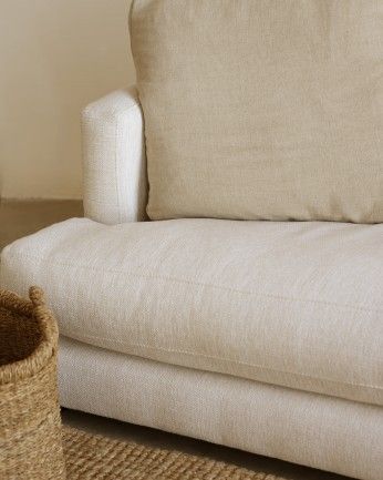 Camila - Sofá recto tono blanco roto de 325x105cm