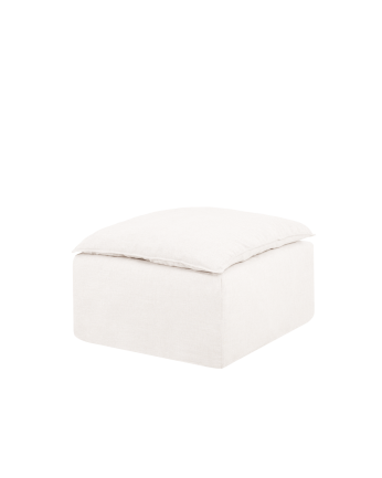 Nam - Puf de algodón y lino desenfundable tono blanco de 89x87cm