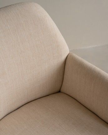Marine - Silla de madera de olmo tapizada en color beige de 83x59cm