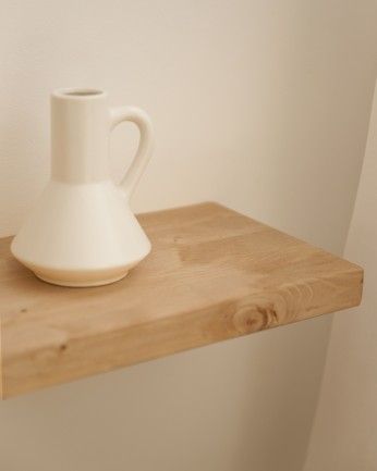 Tak - Mesita de noche de madera maciza flotante en tono roble medio de 45cm