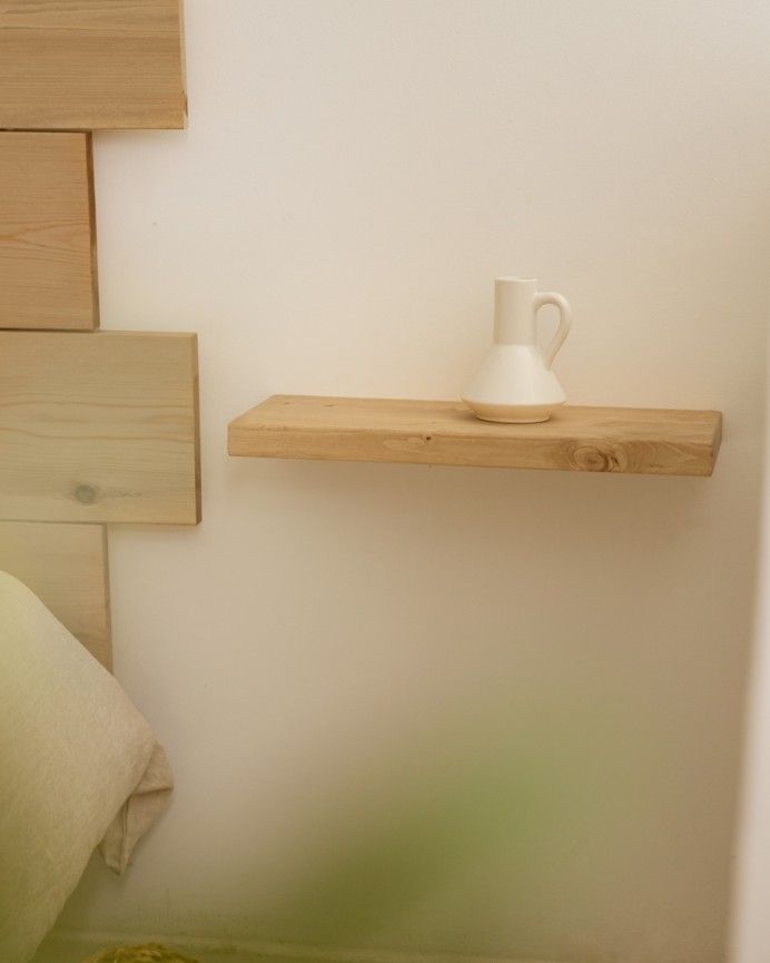 Tak - Mesita de noche de madera maciza flotante en tono roble medio de 45cm