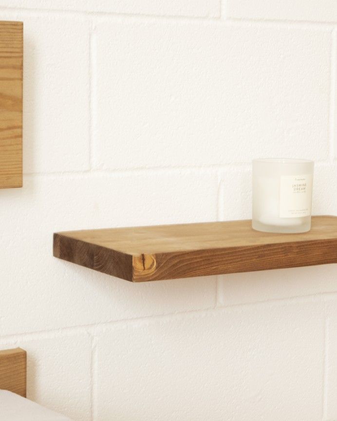 Tak - Mesita de noche de madera maciza flotante en tono roble oscuro de 45cm