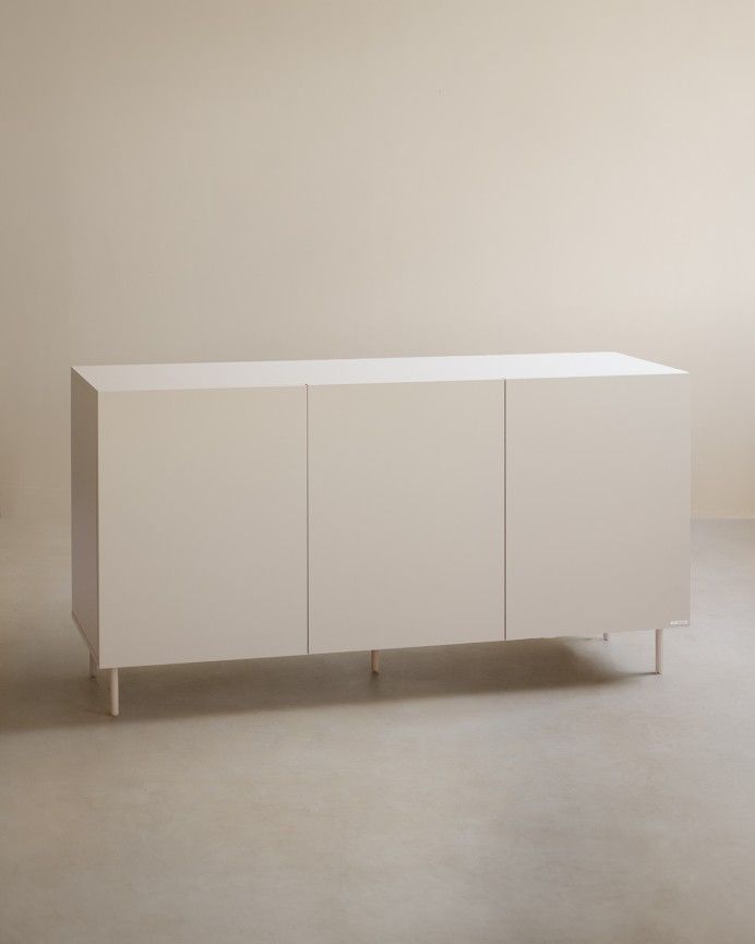 Lizza - Aparador con 3 puertas lacado en tono arena de 160x40cm