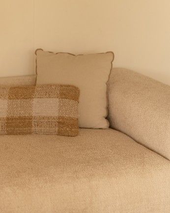Bruce - Sofá de 4 módulos con chaise longue derecho de bouclé color beige 420x172cm