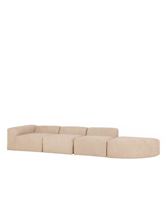 Bruce - Sofá de 4 módulos con curva de bouclé color beige 410x110cm