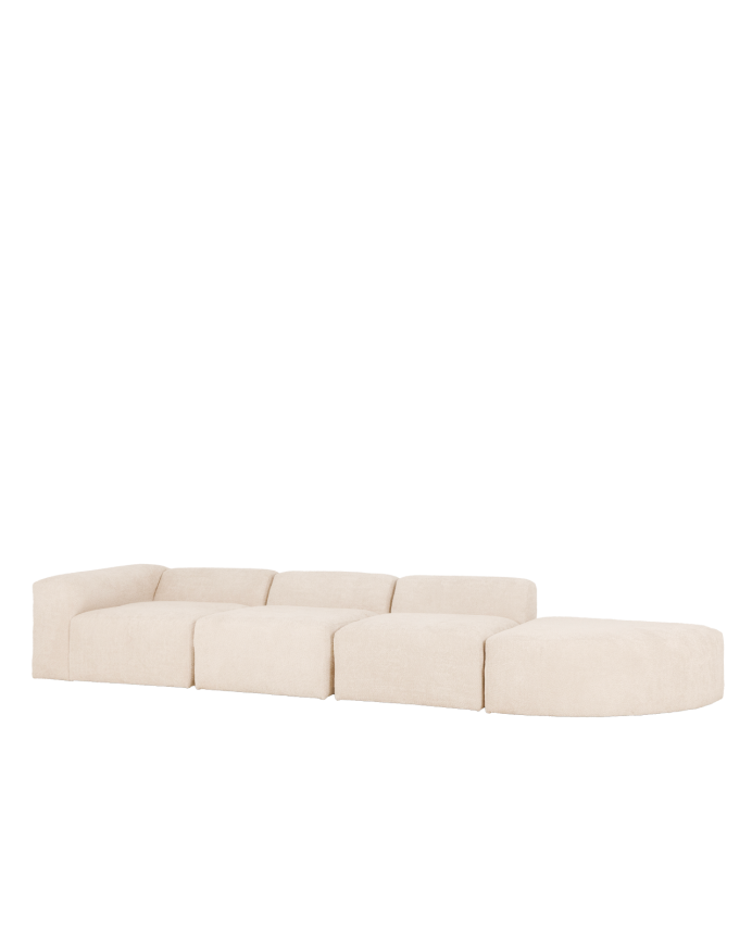 Bruce - Sofá de 4 módulos con curva de bouclé color blanco 410x110cm