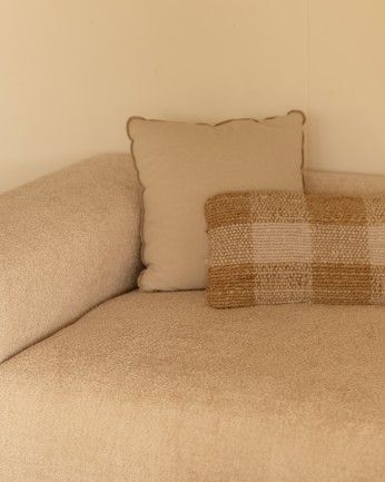 Bruce - Sofá de 4 módulos con curva de bouclé color beige 410x110cm