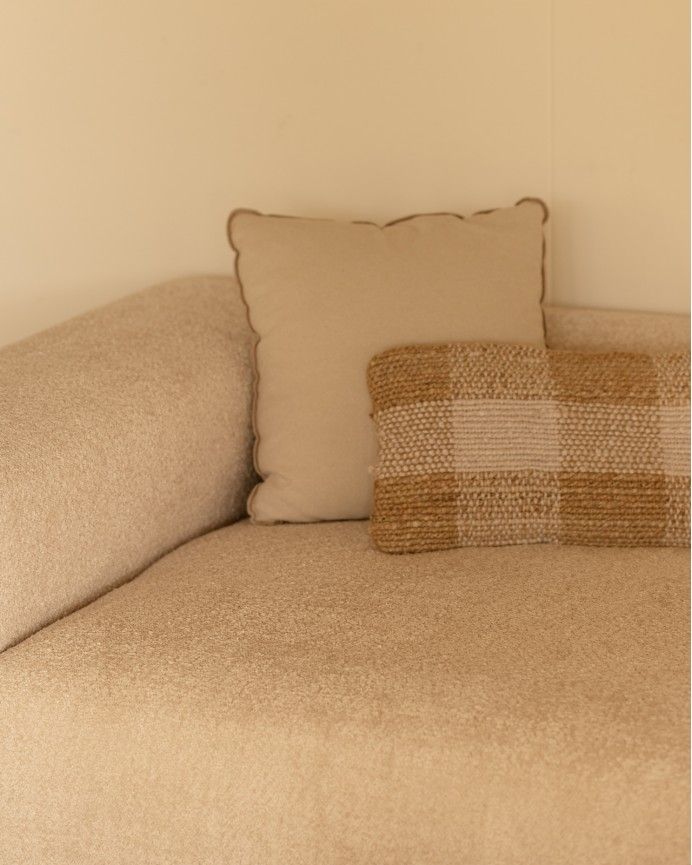 Bruce - Sofá de 4 módulos con curva de bouclé color beige 410x110cm