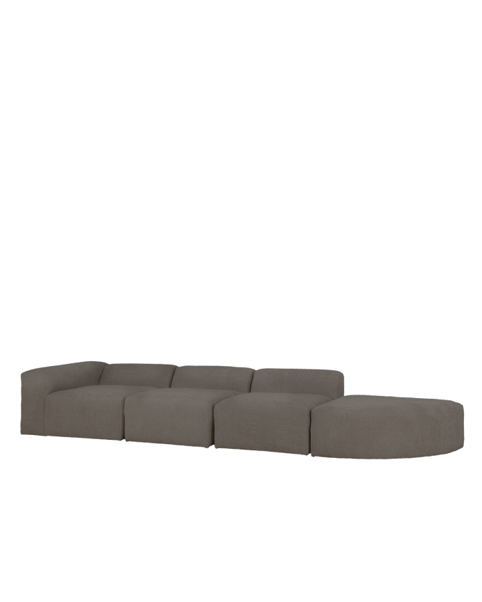Bruce - Sofá de 4 módulos con curva de bouclé color gris oscuro 410x110cm