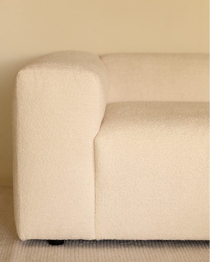 Bruce - Sofá de 4 módulos con curva de bouclé color blanco 410x110cm