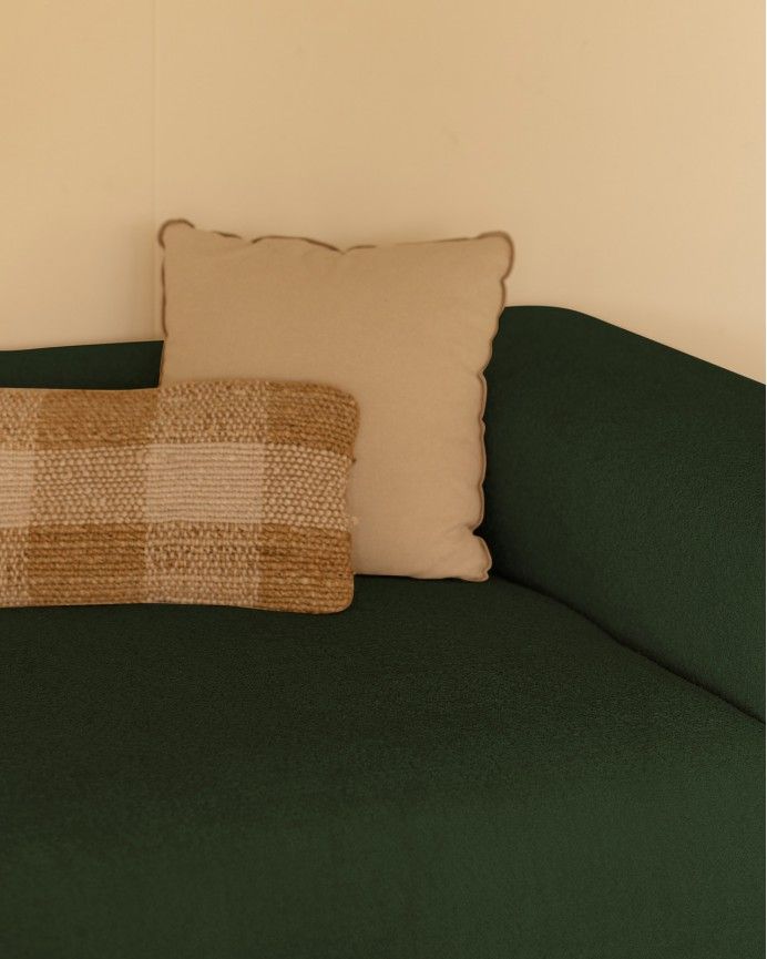Bruce - Sofá de 4 módulos con curva de bouclé color verde 410x110cm