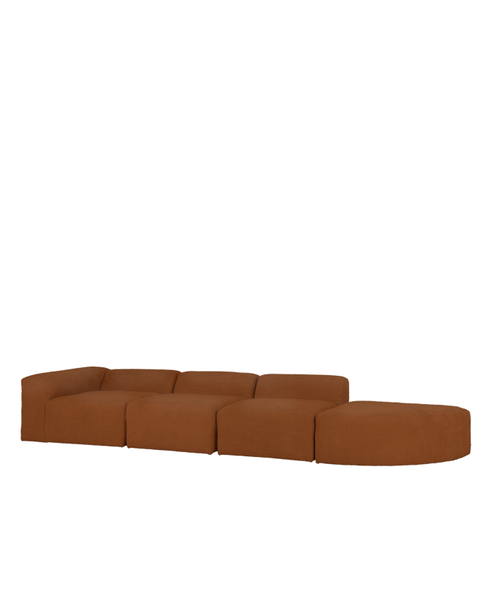 Bruce - Sofá de 4 módulos con curva de bouclé color cobre 410x110cm