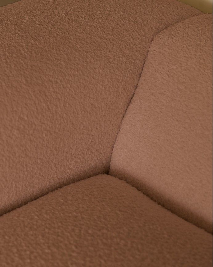 Bruce - Sofá de 4 módulos con curva de bouclé color rosa 410x110cm
