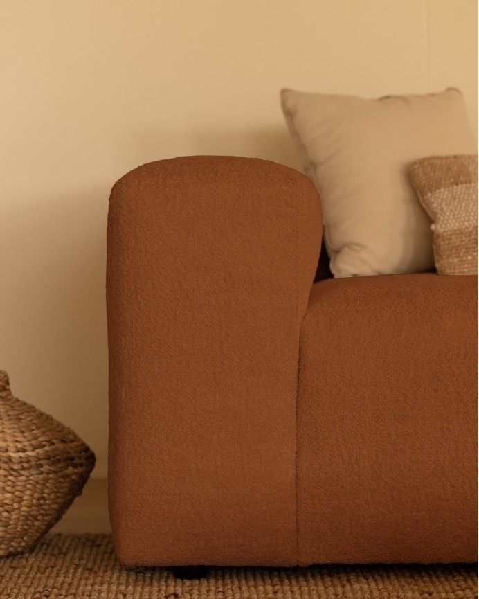 Bruce - Sofá de 4 módulos con curva de bouclé color cobre 410x110cm