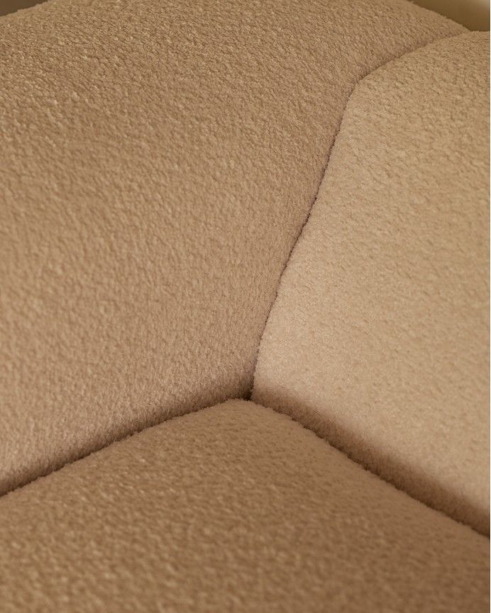 Bruce - Sofá de 4 módulos curvo con chaise longue derecho de bouclé color beige 410x172cm