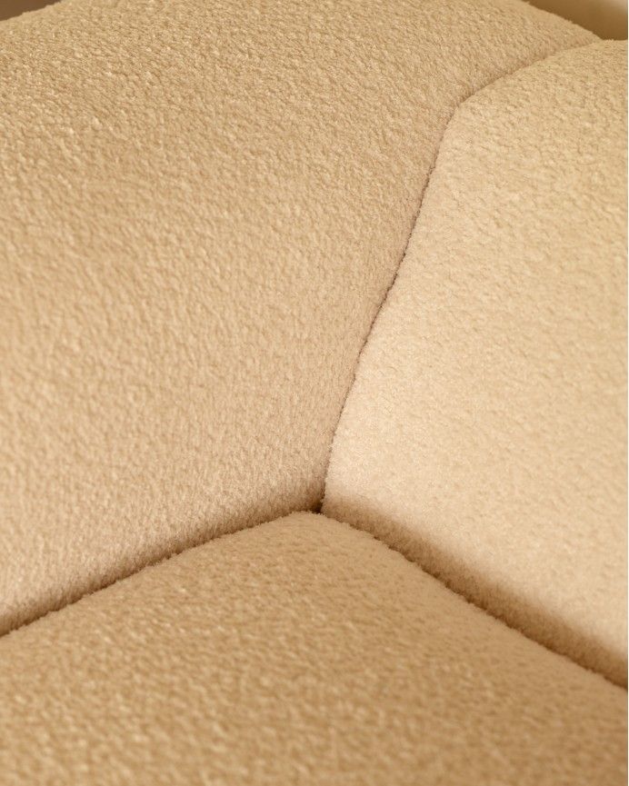 Bruce - Sofá de 4 módulos curvo con chaise longue derecho de bouclé color blanco 410x172cm