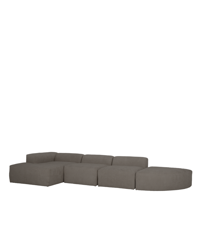 Bruce - Sofá de 4 módulos curvo con chaise longue izquierdo de bouclé color gris oscuro 410x172cm