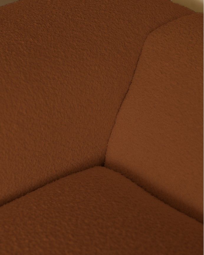 Bruce - Sofá de 4 módulos curvo con chaise longue derecho de bouclé color cobre 410x172cm