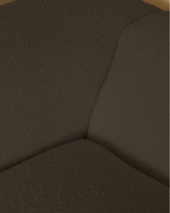 Bruce - Sofá de 4 módulos curvo con chaise longue izquierdo de bouclé color gris oscuro 410x172cm