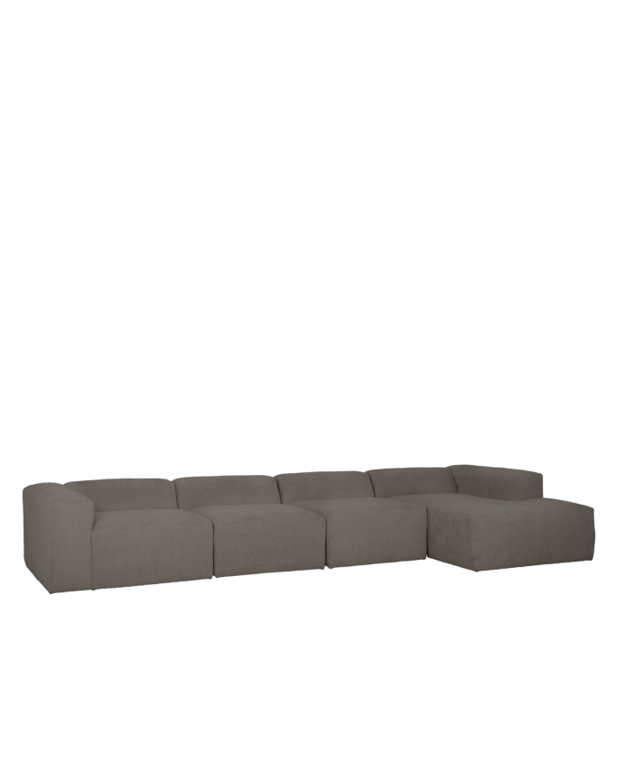 Bruce - Sofá de 4 módulos con chaise longue derecho de bouclé color gris oscuro 420x172cm