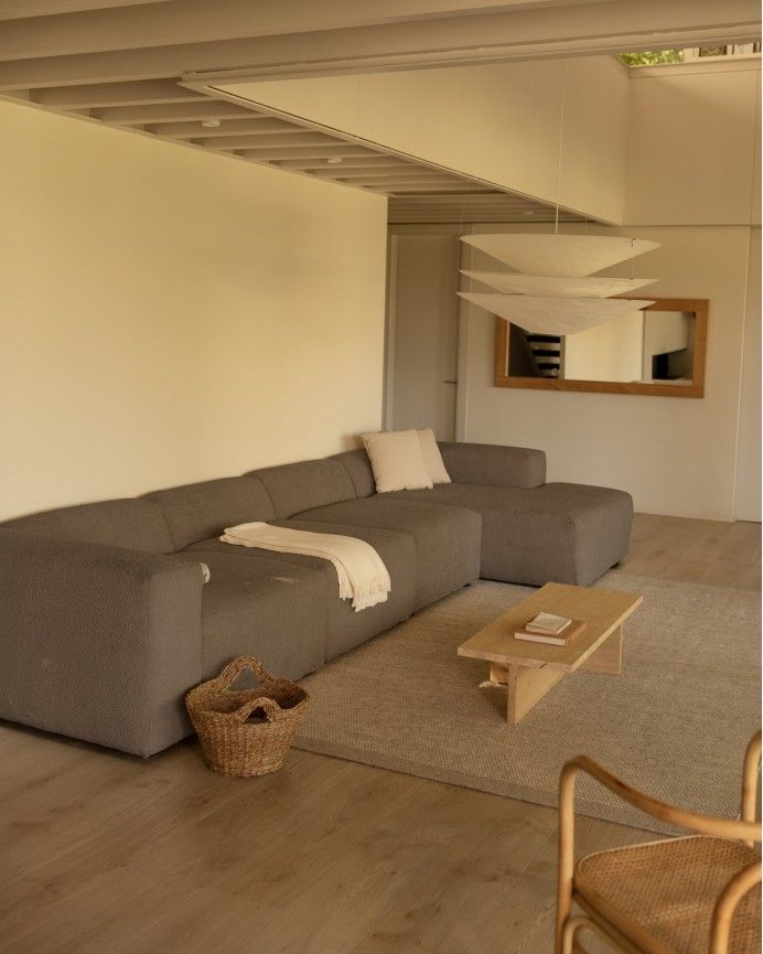 Bruce - Sofá de 4 módulos con chaise longue derecho de bouclé color marrón 420x172cm