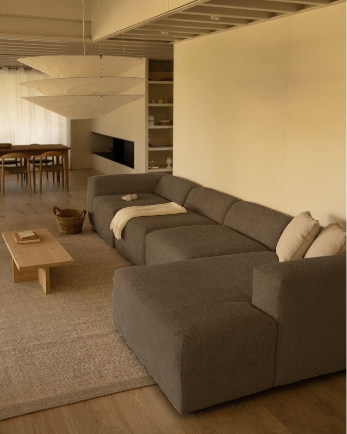 Bruce - Sofá de 4 módulos con chaise longue derecho de bouclé color marrón 420x172cm