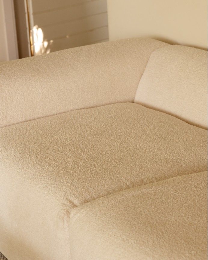 Bruce - Sofá de 4 módulos con chaise longue izquierdo de bouclé color blanco 420x172cm