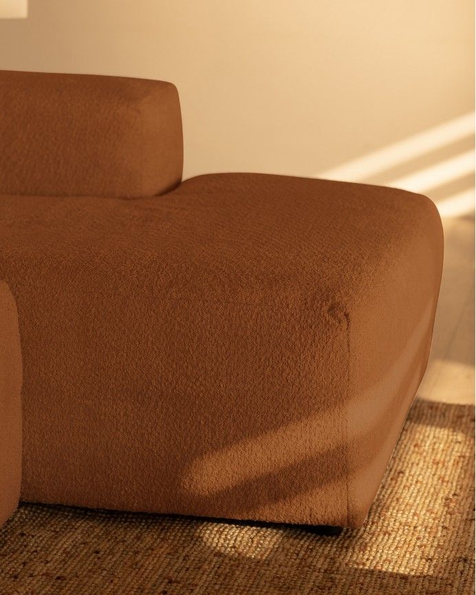 Bruce - Sofá de 4 módulos con chaise longue derecho de bouclé color cobre 420x172cm