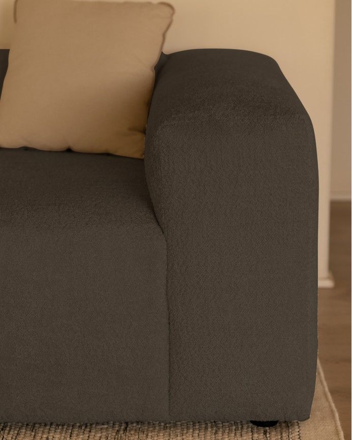 Bruce - Sofá de 4 módulos con chaise longue izquierdo de bouclé color gris oscuro 420x172cm
