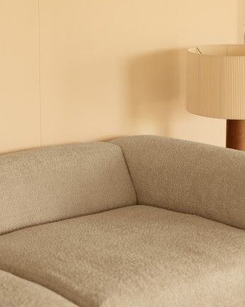 Bruce - Sofá de 4 módulos con chaise longue izquierdo de bouclé color gris claro 420x172cm