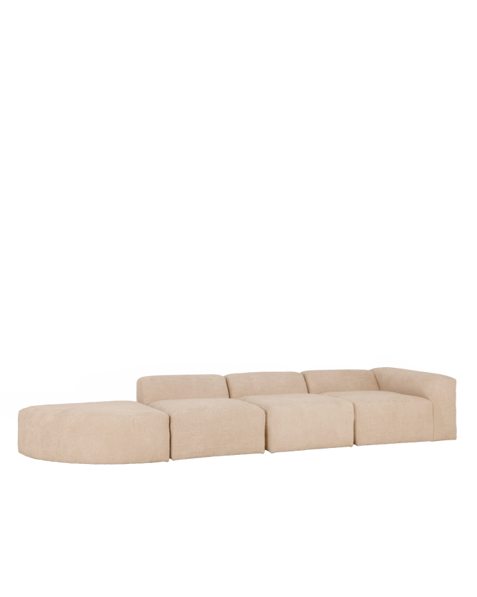 Bruce - Sofá de 4 módulos con curva de bouclé color beige 410x110cm