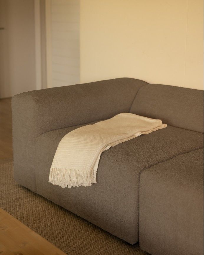 Bruce - Sofá de 4 módulos con chaise longue derecho de bouclé color marrón 420x172cm