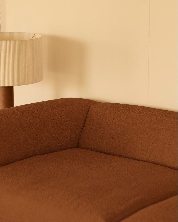 Bruce - Sofá de 4 módulos con chaise longue derecho de bouclé color cobre 420x172cm