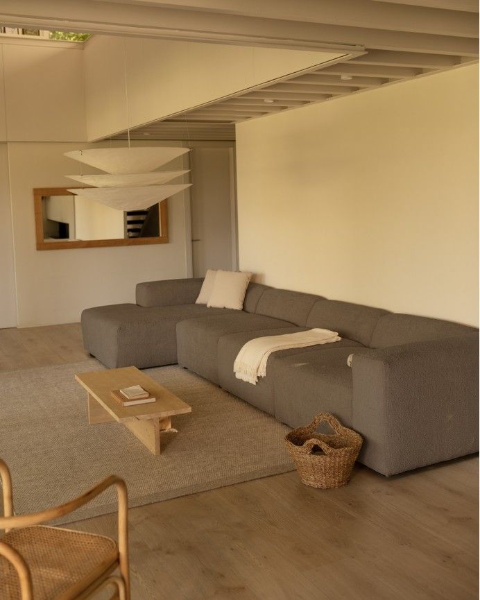 Bruce - Sofá de 4 módulos con chaise longue izquierdo de bouclé color marrón 420x172cm