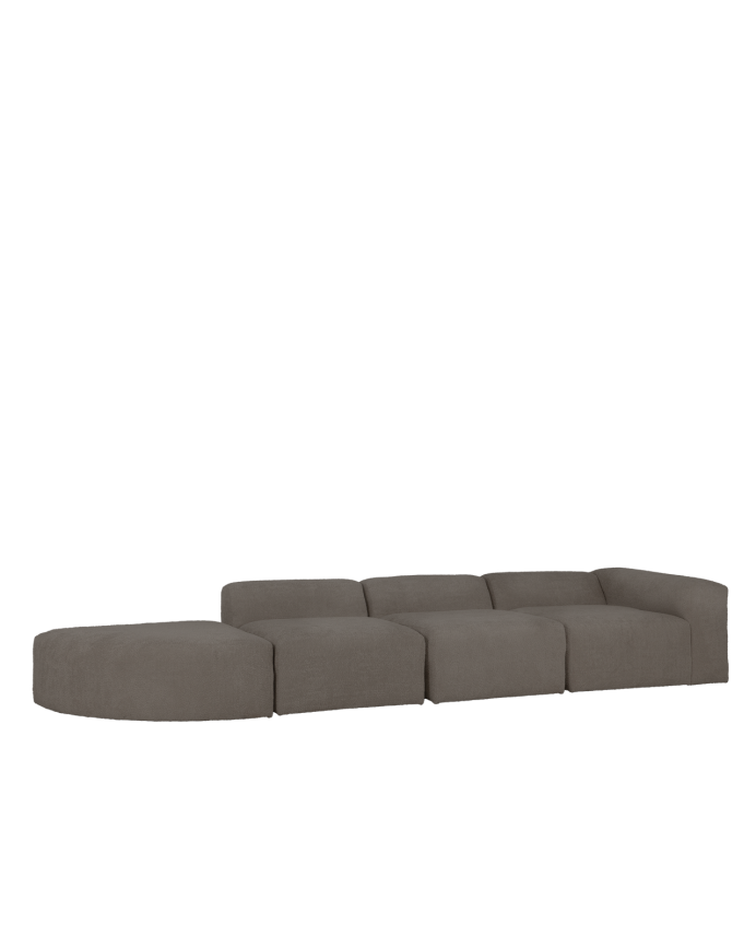 Bruce - Sofá de 4 módulos con curva de bouclé color gris oscuro 410x110cm