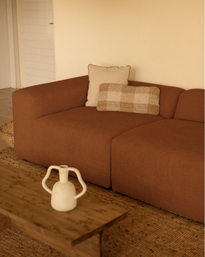 Bruce - Sofá de 4 módulos con chaise longue derecho de bouclé color cobre 420x172cm