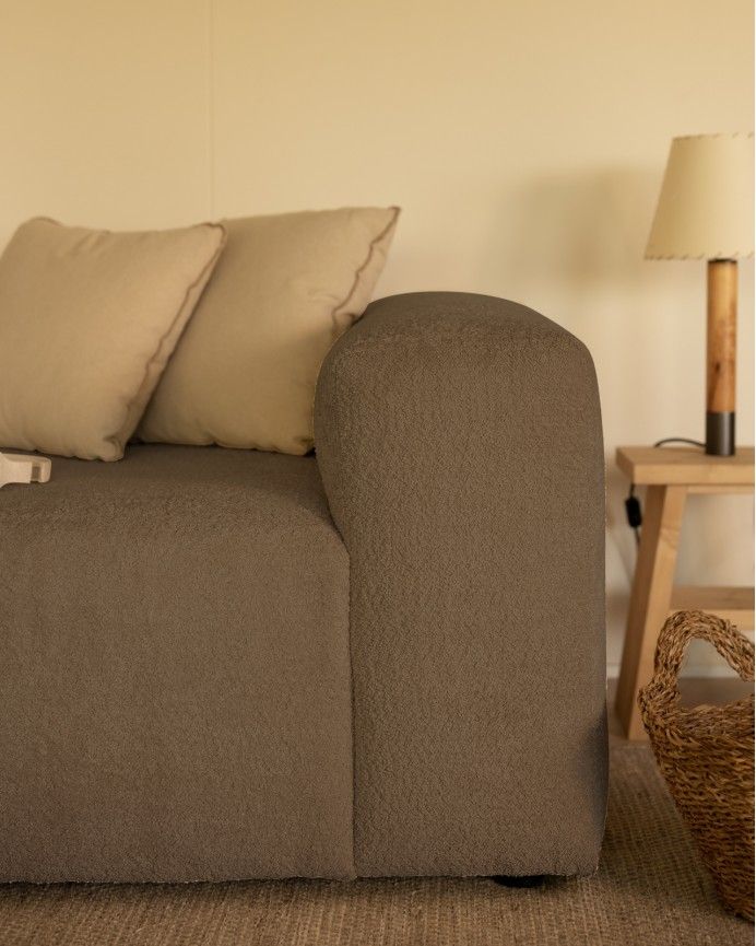 Bruce - Sofá de 4 módulos con chaise longue izquierdo de bouclé color marrón 420x172cm