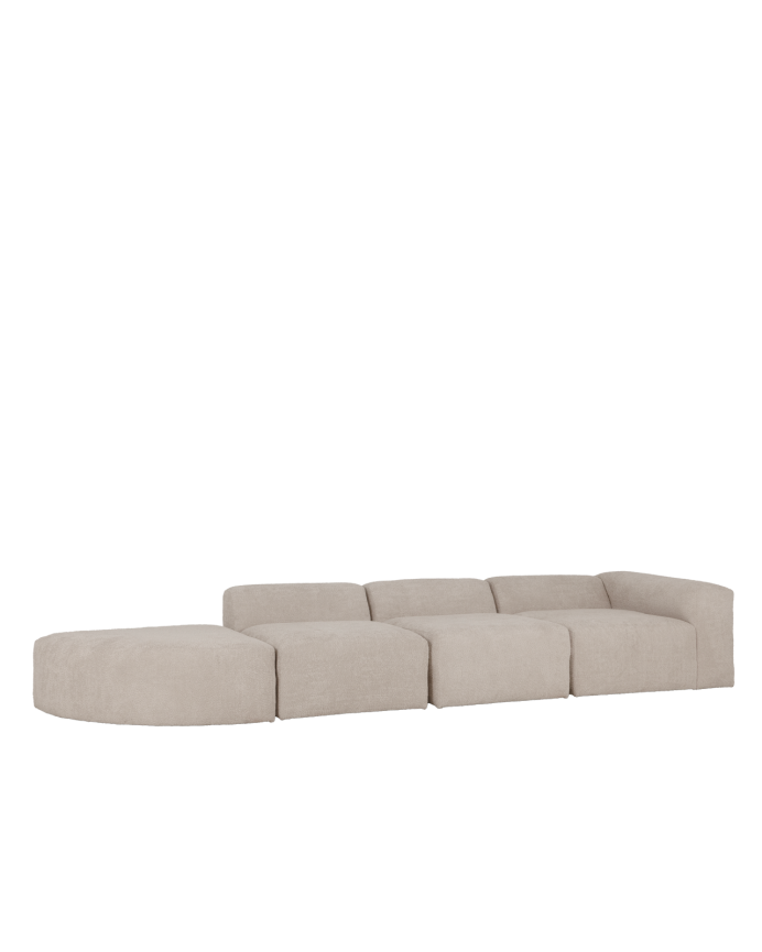 Bruce - Sofá de 4 módulos con curva de bouclé color gris claro 410x110cm