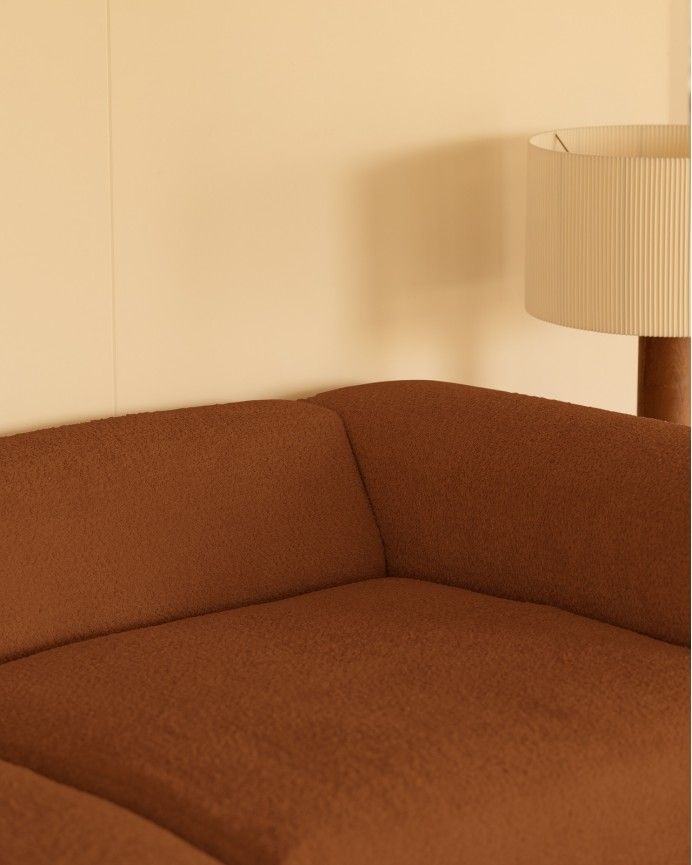 Bruce - Sofá de 4 módulos con chaise longue izquierdo de bouclé color cobre 420x172cm