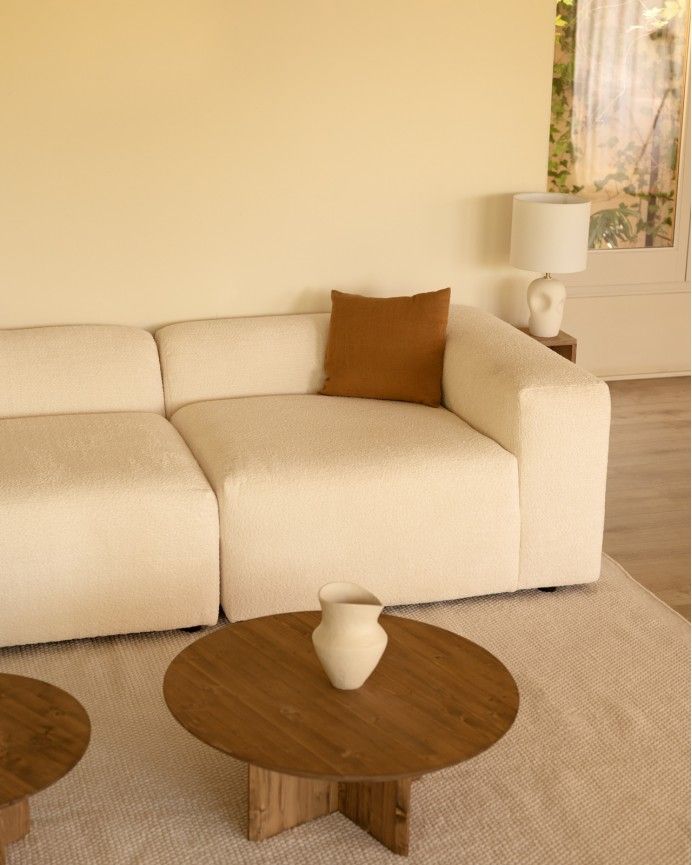 Bruce - Sofá de 4 módulos con chaise longue izquierdo de bouclé color blanco 420x172cm