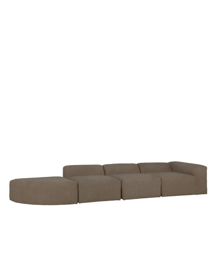 Bruce - Sofá de 4 módulos con curva de bouclé color marrón 410x110cm