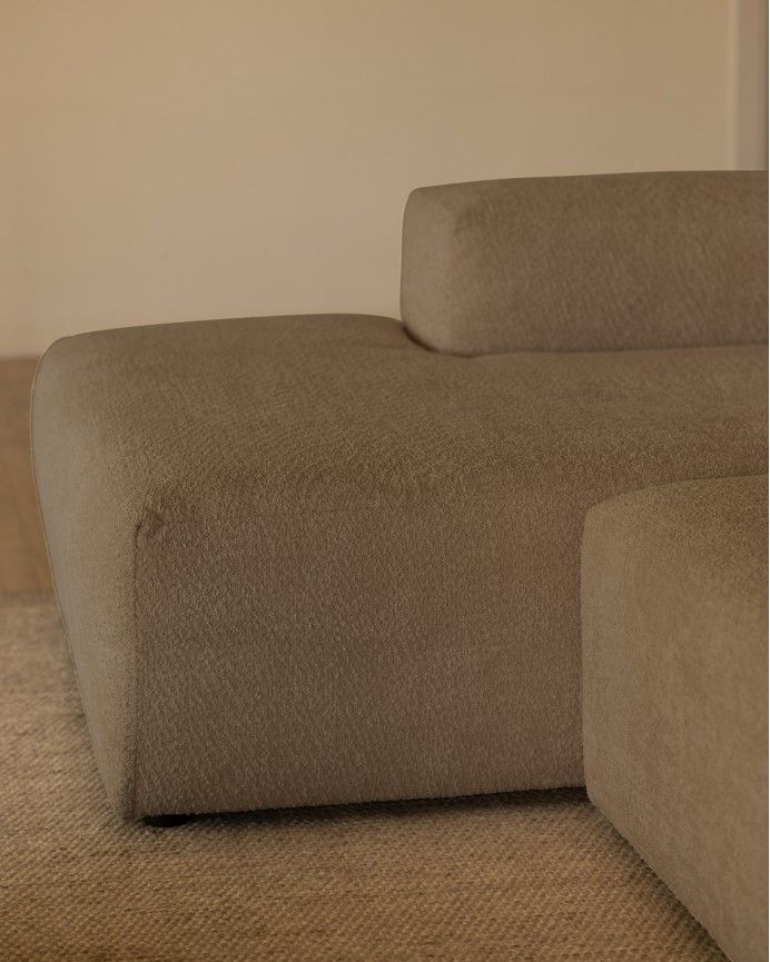 Bruce - Sofá de 4 módulos con chaise longue izquierdo de bouclé color marrón 420x172cm