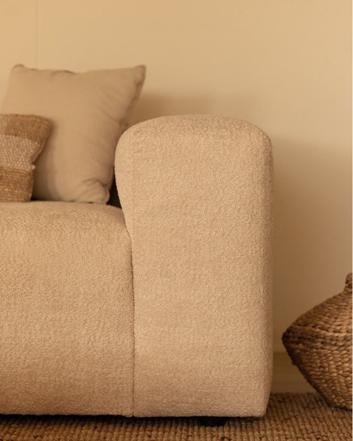 Bruce - Sofá de 4 módulos con curva de bouclé color beige 410x110cm