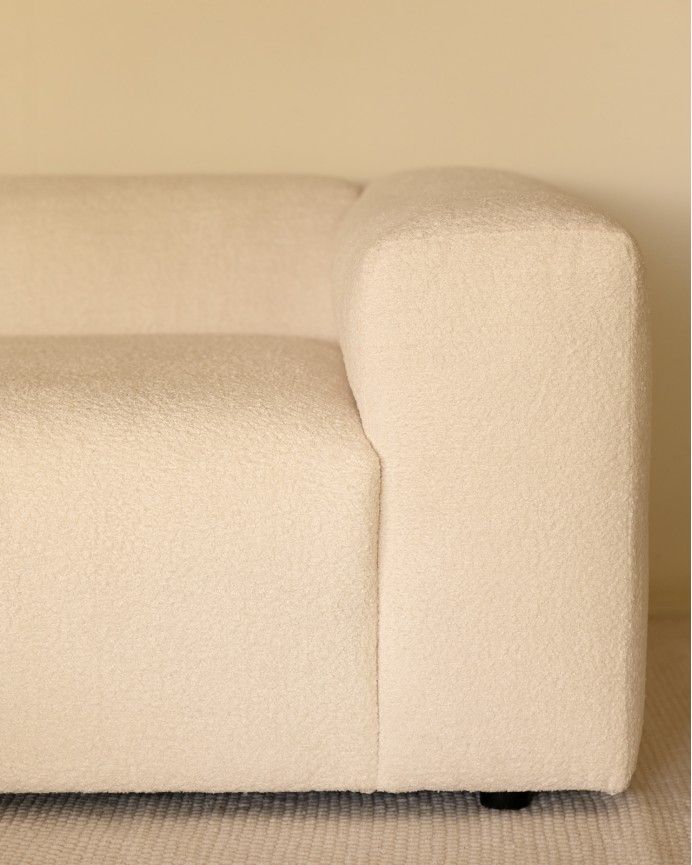 Bruce - Sofá de 4 módulos con curva de bouclé color blanco 410x110cm