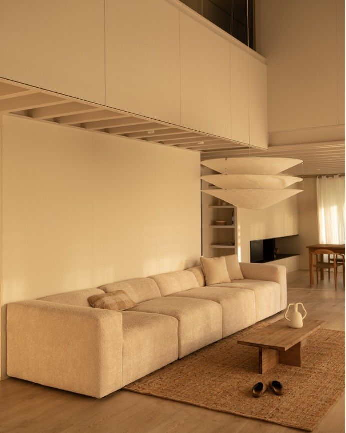 Bruce - Sofá de 4 módulos de bouclé color beige 420x110cm