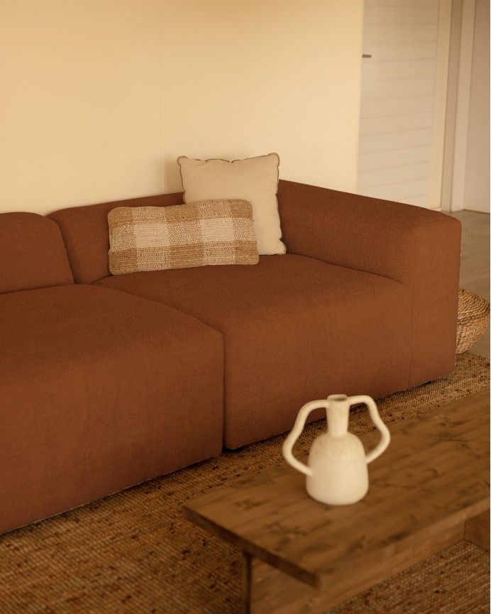 Bruce - Sofá de 4 módulos con chaise longue izquierdo de bouclé color cobre 420x172cm