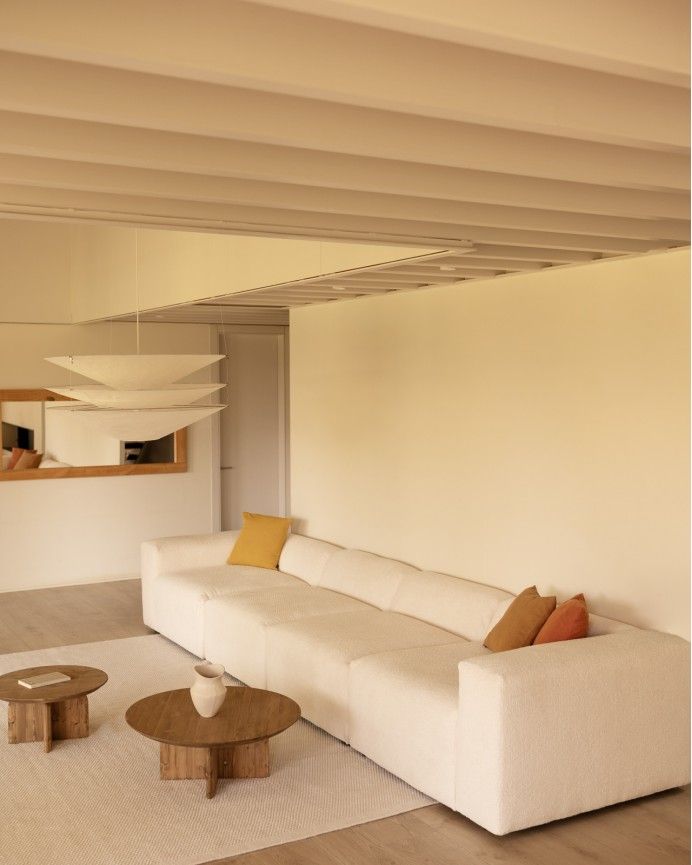 Bruce - Sofá de 4 módulos de bouclé color blanco 420x110cm