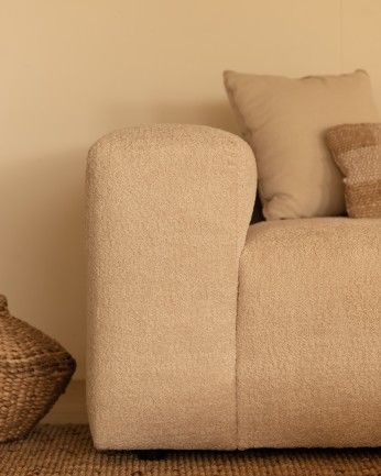 Bruce - Sofá de 4 módulos de bouclé color beige 420x110cm